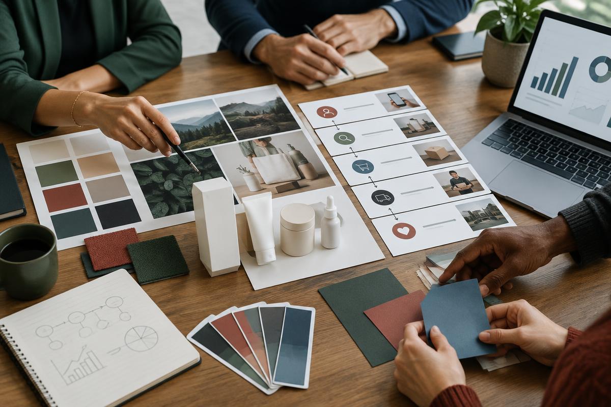 Marketing team developing a product launch and customer journey