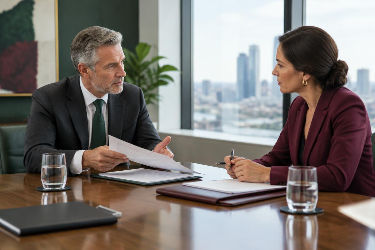 Two executives negotiating a commercial agreement